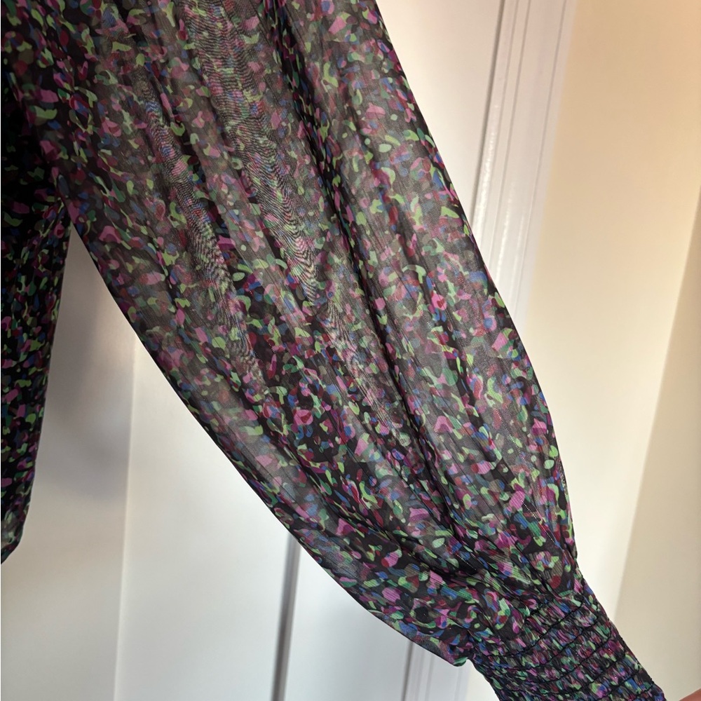 Aqua Multicolor Sheer Blouse - Picture 8 of 9